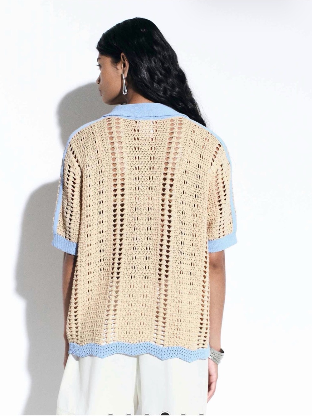 Adidas Originals x ASOS   Beige Knit Polo Sweater with Light Blue - Picture 2 of 3